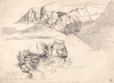 Studi di una costa collinare e una cascata rocciosa da James Ward